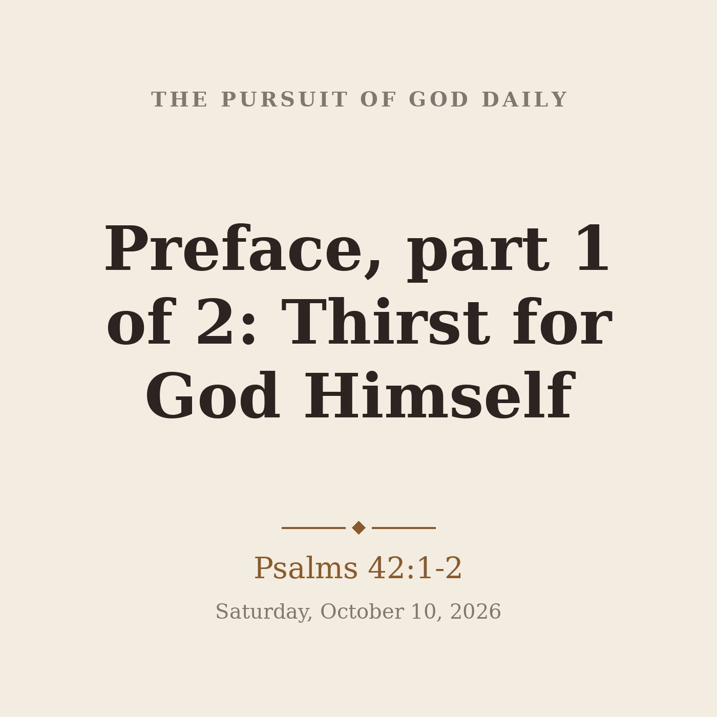 Preface, part 1 of 2: Thirst for God Himself episode artwork