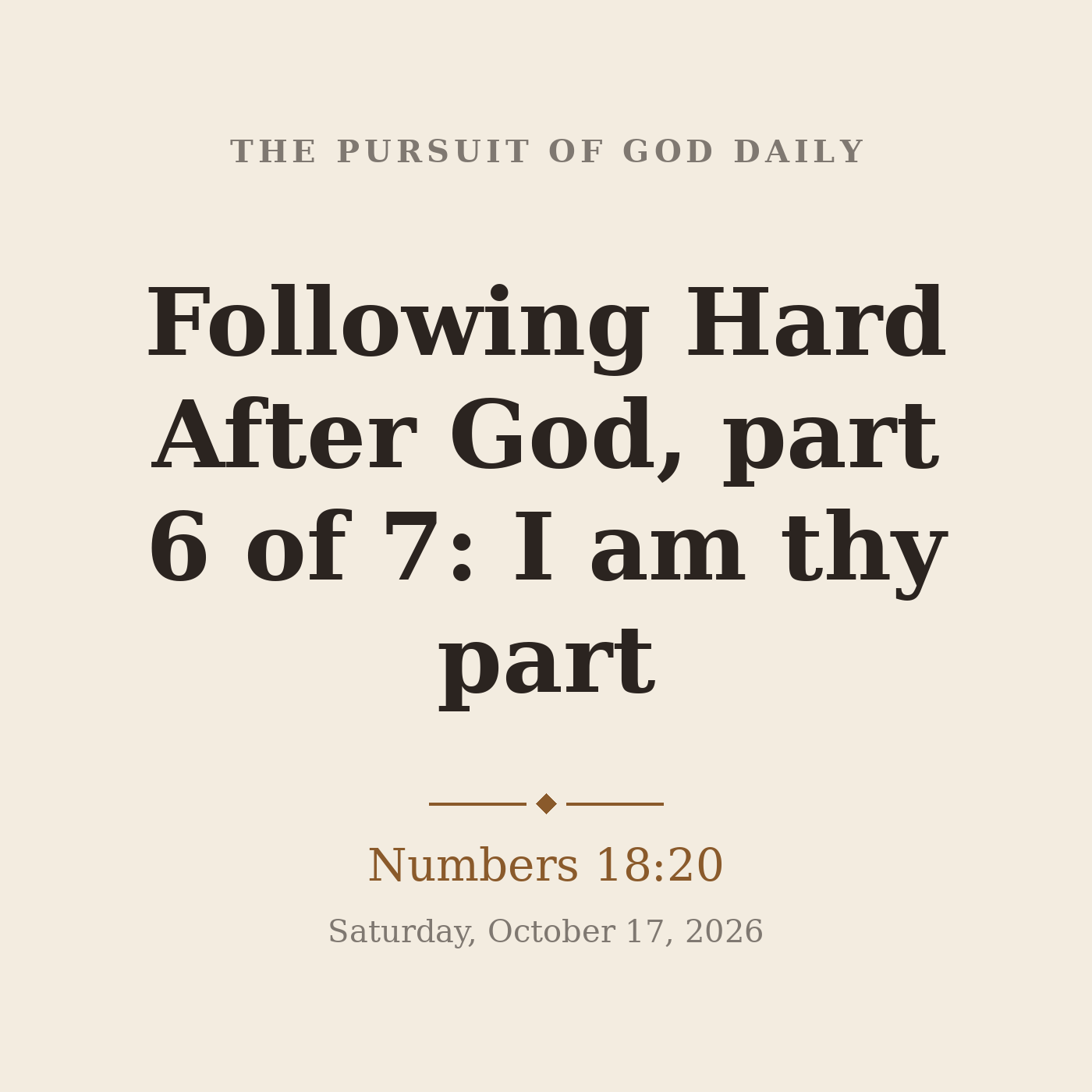 Following Hard After God, part 6 of 7: I am thy part episode artwork