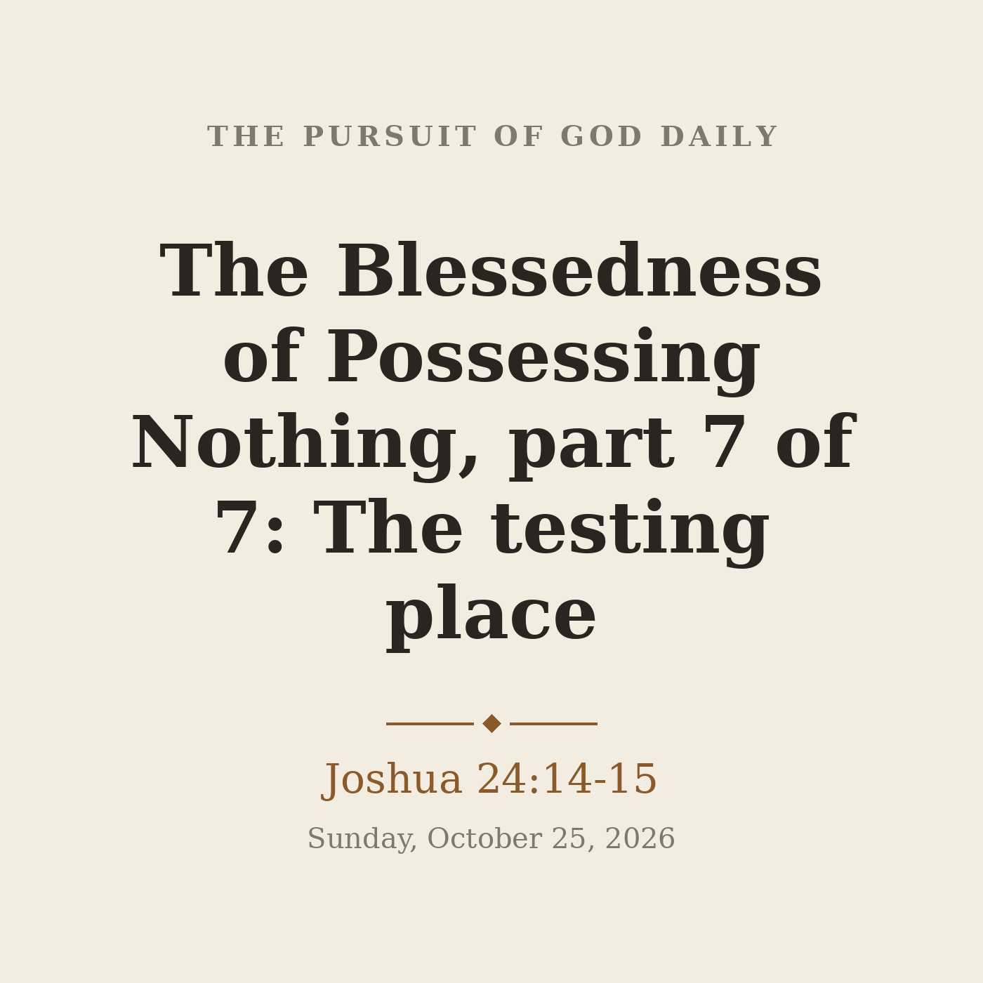 The Blessedness of Possessing Nothing, part 7 of 7: The testing place episode artwork